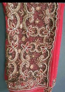 Embellished Red Silk Saree