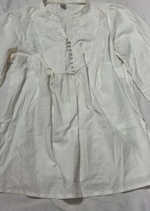White Neck Embroidered Tunic