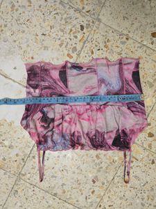Pink Marble Print Mesh Tank Top