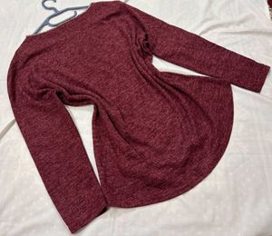 🎉Buy1 Get1 Free🎉Burgundy Top with Sequin I