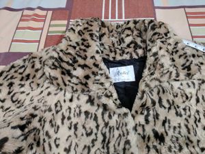 Leopard Print Faux Fur Coat plus size
