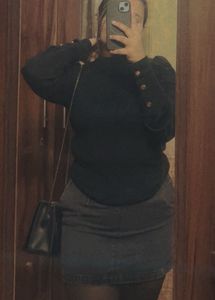 Black denim skirt
