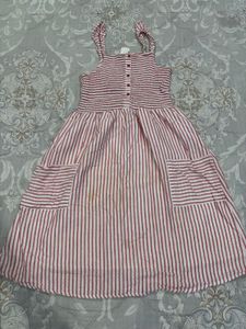 Striped Summer Midi Pink Dress🎀🫶🏻