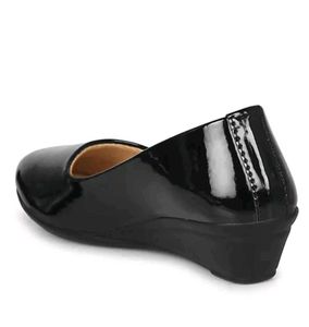Elegant Black Patent Wedge Heels