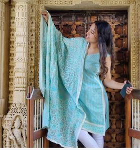 Elegant Blue Printed Kurta Set