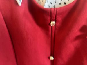 Cute Red  Winter Pinafore Dress with White Top
