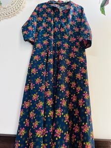 Navy blue Floral Print Maxi Dress