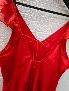 Red Ruffle Dress + Freebie Any One Earings Set