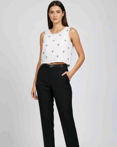 Chic Embroidered Sleeveless Crop Top