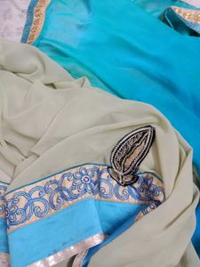 Elegant Beige and Blue Saree