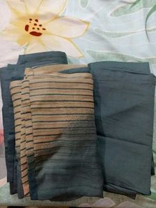 Blue Kurta Set with Matching Pants and Striped Dup