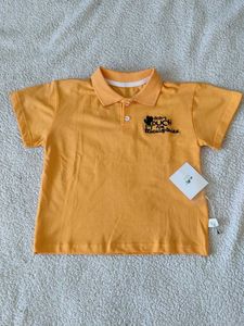 Cute Orange Polo Shirt with Cactus Graphic