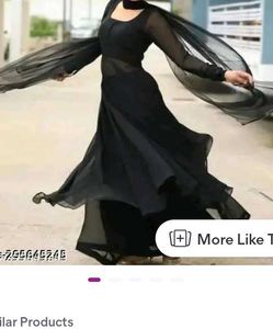 Georgette Plan Black Kurti And dupataa