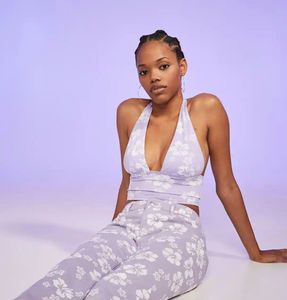 Lavender Floral Halter Top