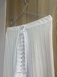 White Textured Casual Pants