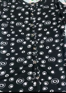 Stylish Black Kurta with White Circles