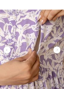 Elegant Floral Print Maternity Dress