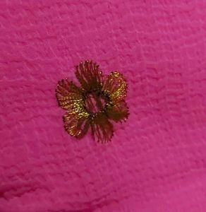 Elegant Pink Saree with Golden Embellishments