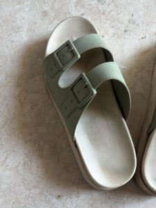 Comfortable Sage Green Double Strap Slides