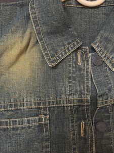 Retro yellow tinted washed denim jacket