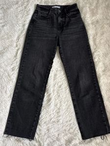 Black High-Waisted Straight Leg Jeans