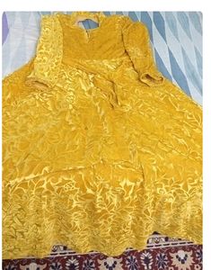Vintage Yellow Velvet Dress