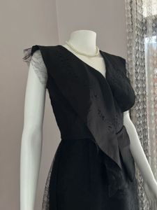 Chic Black Sheer Overlay Dress