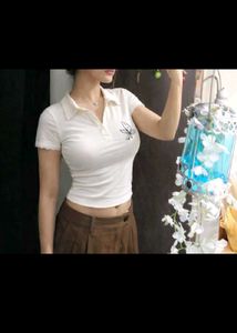 White Embroidered Polo T-Shirt