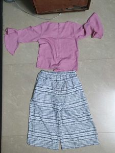 Cute Pink Top &amp; Culottes Set