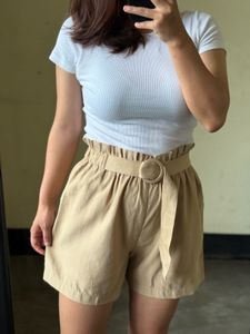 High-Waisted Belted Shorts