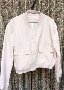 Cream Bomber Jacket