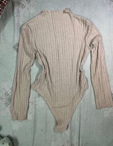 Ribbed Knit Mock Neck Bodysuit