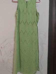 Light Green Textured Sleeveless Maxi dress