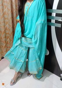 Stylish Sky Blue Gharara Suit