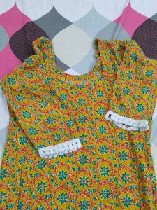 Vibrant Yellow Floral Print Kurta