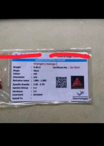 5.40 CTS. Red Italian Triangular Coral Gemstone