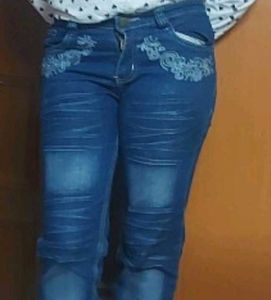 Embroidered Denim Jeans for Girls