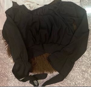 Chic Black Square Neck Puff Sleeve Top
