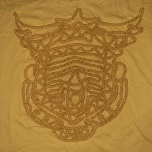 ZARA Men's Mustard Rope Graphic T-Shirt
