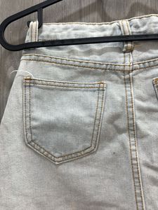 Light Wash Denim Micro-Mini Skirt