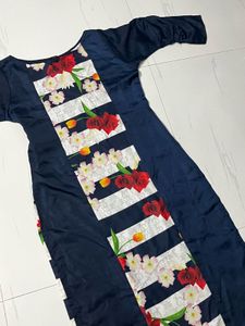 Premium Navy Blue Art Silk Straight Kurta