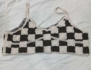 Crochet 👗Checkerboard Crop Top