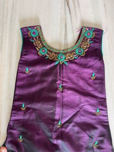 Purple &amp; Green Embroidered Salwar Kameez Suit