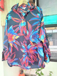 Vibrant Floral Print Button-Down Shirt