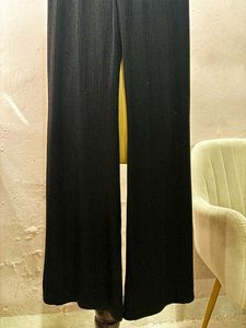 Women Striped Black Formal Pant