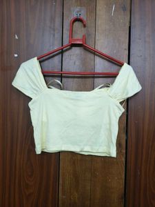 Chic Yellow Ruched Crop Top