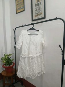 White Lace Detail Dress