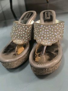Elegant Embellished Gold Sandals