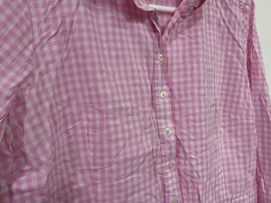 Pink Gingham Button-Up Shirt