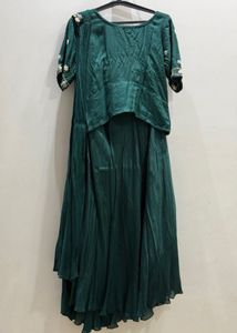 Emerald Green Embroidered Drape saree